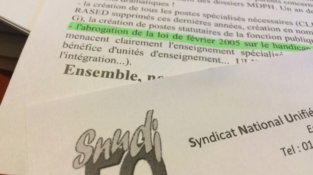 Le syndicat Snudi FO 93 demande le retrait de la loi de 2005