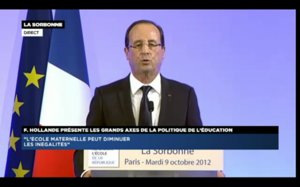 François Hollande, ce matin à la Sorbonne.