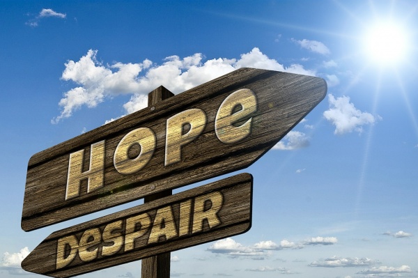 Pancarte espoir et désespoir