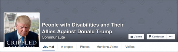 Capture d'écran: Les handicapés et leurs alliés contre Trump