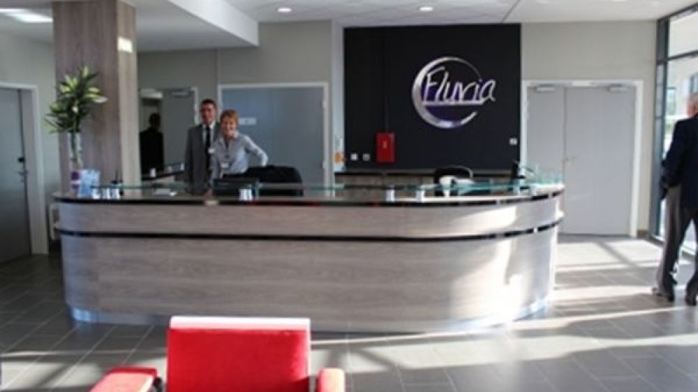 Le hall de l'hôtel Fluvia, sur le site de l'Oncopole de Toulouse.