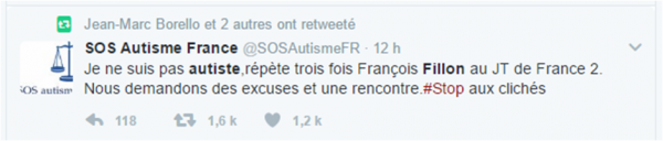 Fillon autiste tweet SOS Autisme France