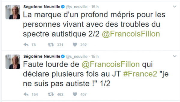 Fillon autiste tweet Segolène Neuville
